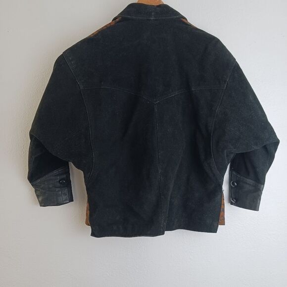 Contempo two tone vintage crop leather jacket size S - Picture 8 of 12